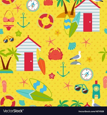 Seamless pattern with flat travel icons vector image