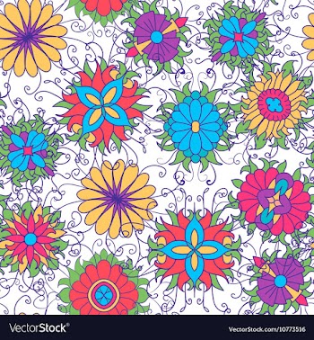 Seamless pattern with flower icons on white vector image