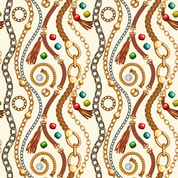 Seamless pattern with fringe, belts and chains. Free Vector
