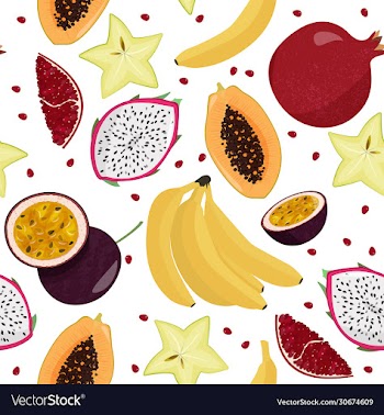 seamless pattern with fruits fresh bananas