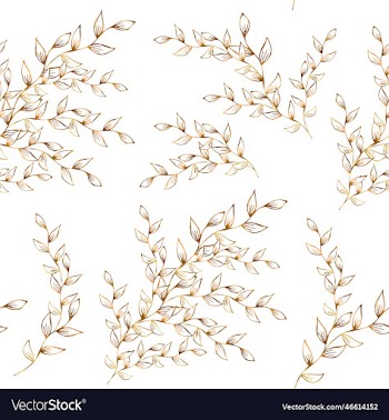 seamless pattern with golden plant branches