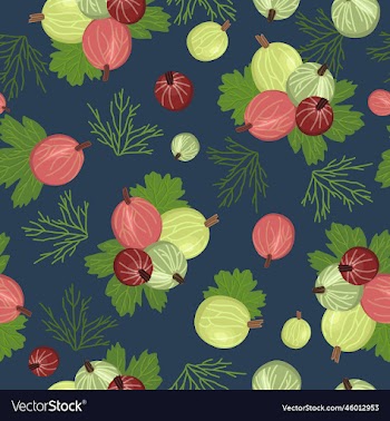 seamless pattern with gooseberry on deep blue