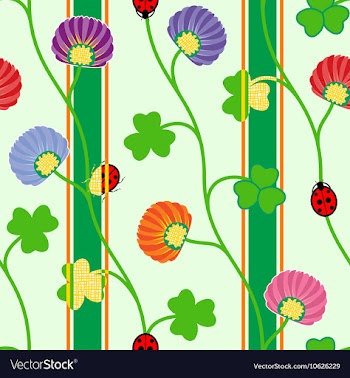 Seamless pattern with green clover shamrock vector image