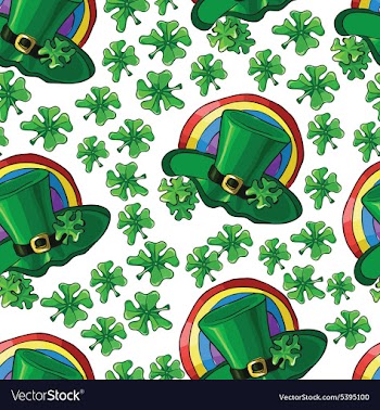Seamless pattern with green hats and shamrocks for vector image
