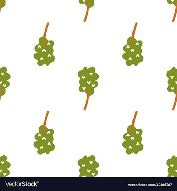 seamless pattern with green tree and heart