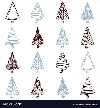 Seamless pattern with hand drawn christmas tree vector image