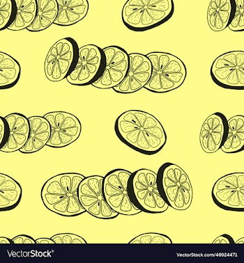 seamless pattern with hand drawn citrus lemon