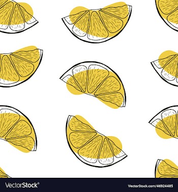 seamless pattern with hand drawn citrus lemon