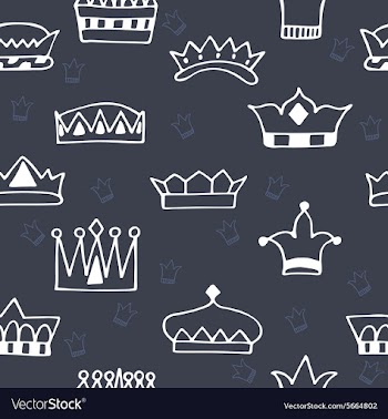  					Seamless pattern with hand drawn crowns on dark vector image														