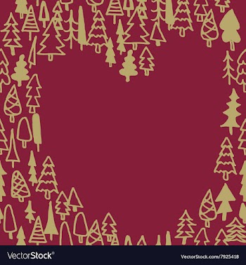 Seamless pattern with hand drawn pine forest heart vector image