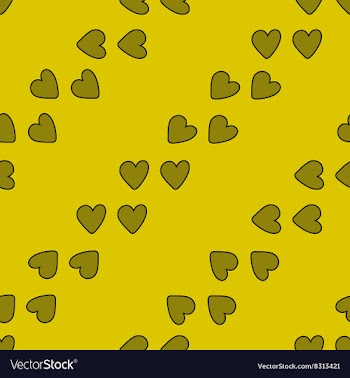Seamless pattern with hearts on yellow background vector image