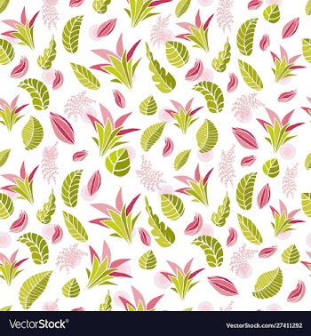 Seamless pattern with leaves and flowers elements vector image