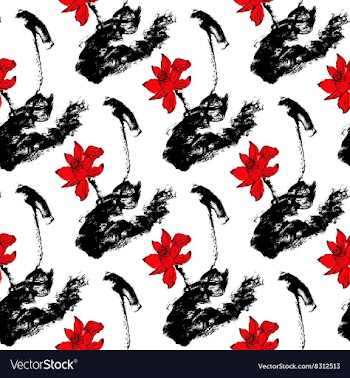 Seamless pattern with lotus flowers stock vector image