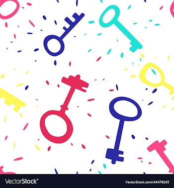 seamless pattern with multi-colored keys randomly