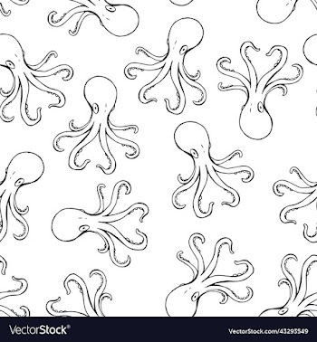seamless pattern with octopus marine background
