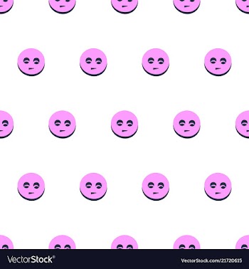 Seamless pattern with pink smiling faces on white vector image