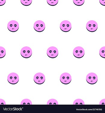 Seamless pattern with pink smiling faces on white vector image