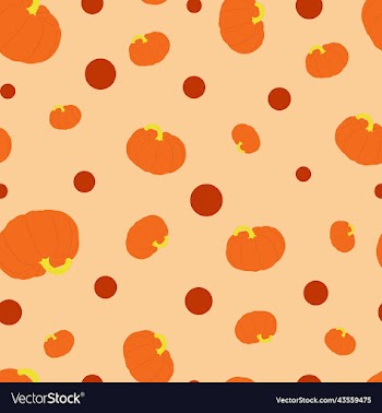 seamless pattern with pumpkins and hearts