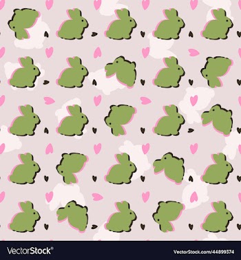 seamless pattern with rabbits and hearts