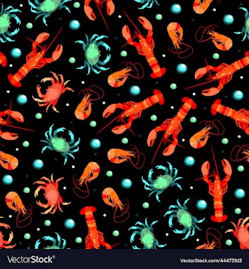 seamless pattern with sea animals on black