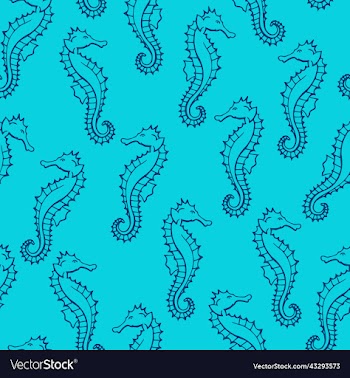 seamless pattern with seahorse marine background