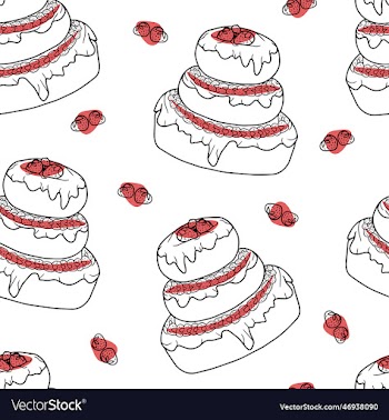 seamless pattern with strawberry cake
