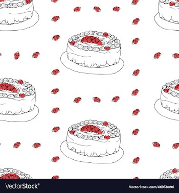 seamless pattern with strawberry cake