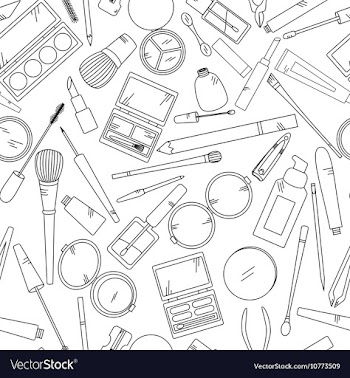 Seamless pattern with tools for makeup in black vector image