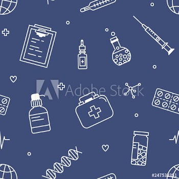 Seamless pattern with tools for medical diagnostics and research