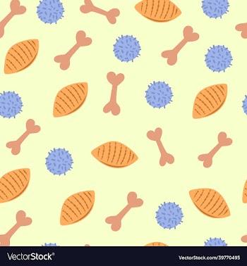 seamless pattern with toys for dogs balls bones