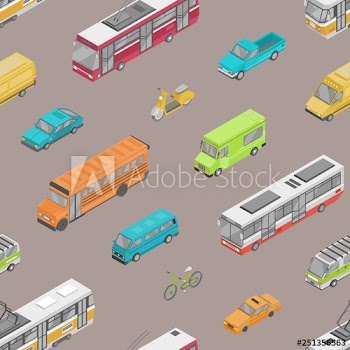 Seamless pattern with urban traffic or automobile transport on city street