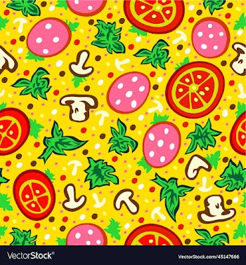 seamless pattern with various ingredients of pizza