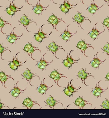 seamless pattern with watercolor beetles eps 10