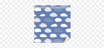 Seamless Pattern With White Clouds On Blue Background - Wallpaper