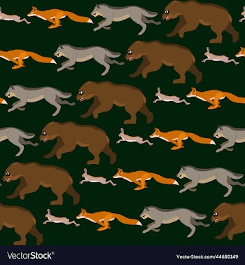 seamless pattern with wild animals running after