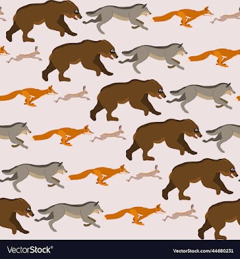 seamless pattern with wild animals running after