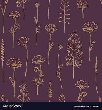 seamless pattern with wild flowers hand drawn