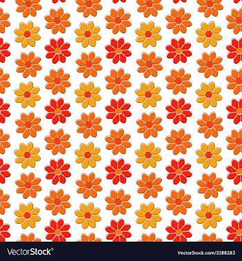 Seamless pattern with yellow and red camomiles vector image