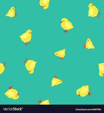 seamless pattern with yellow chicks on bright