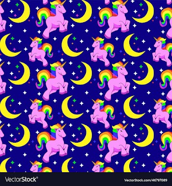 seamless pride moon pattern with unicorn design