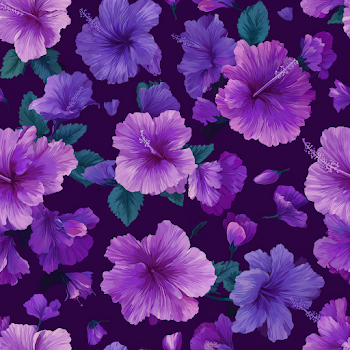 Seamless Purple Hibiscus Floral Pattern