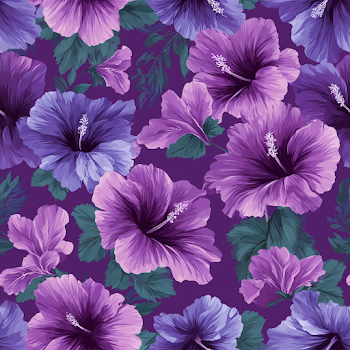 Seamless Purple Hibiscus Floral Pattern