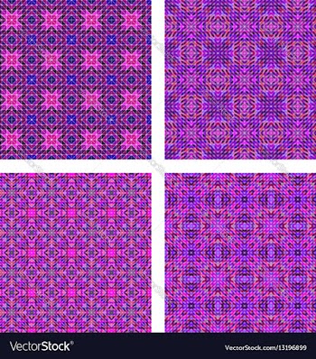 Seamless purple triangle mosaic background set vector image