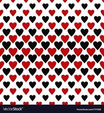 Seamless red and black heart pattern background vector image