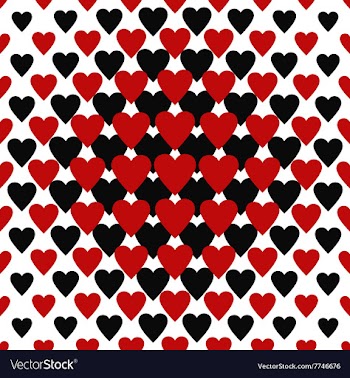 Seamless red and black heart pattern vector image