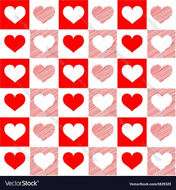  					Seamless red white hearts sketch vector image														
