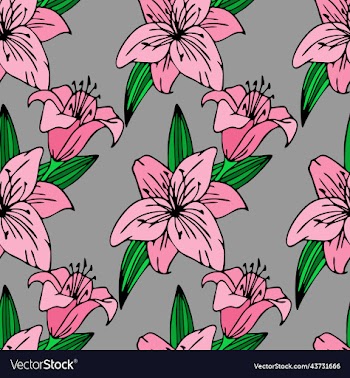 seamless repeating pattern of large pink lily