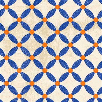Seamless Shabby Chic Pattern with Blue and Orange Accents