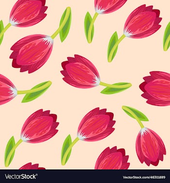 seamless spring background with pink tulips