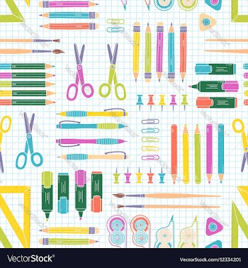  					Seamless stationery pattern School and vector image														